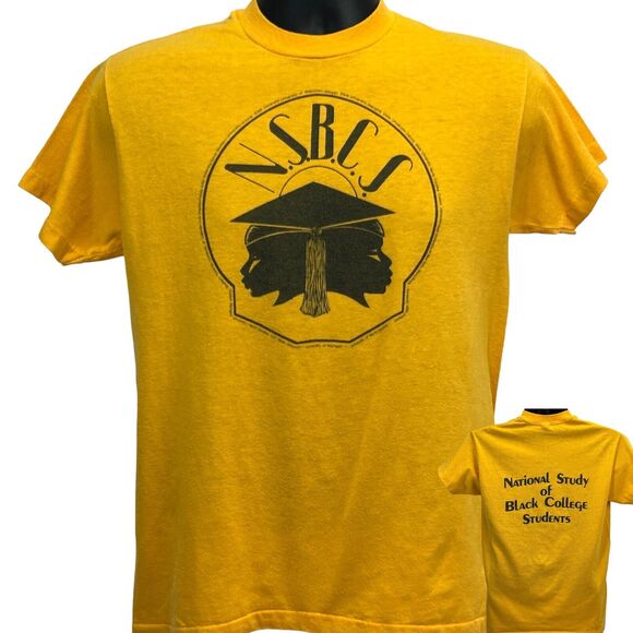 Vintage 80s National Study of Black College Students T Shirt Mens Medium Orange - Picture 1 of 8